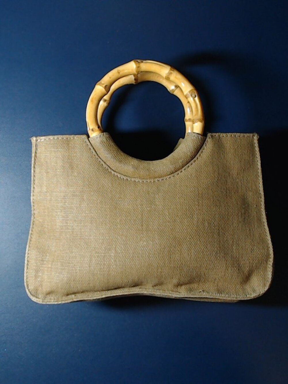 Vintage Fossil Island Supplier Canvas Bamboo Handle Mini Bag, Tan/Brown